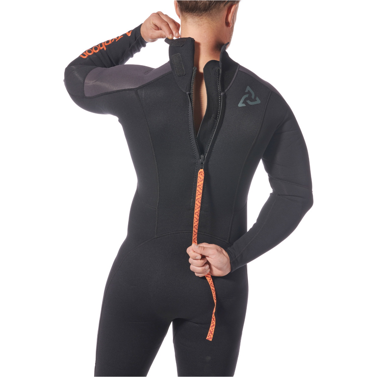 2026 Typhoon Mens Essential 3/2mm Back Zip Wetsuit 250000 - Black / Solar